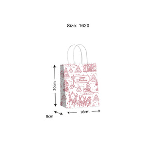 Christmas Toile Red Gift Bags - 10 Pack