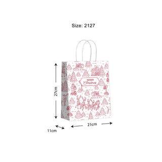 Christmas Toile Red Gift Bags - 10 Pack
