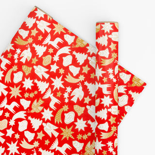 Adorn Poppy Red & Gold 10M Wrapping Paper
