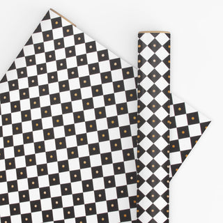 Checkerboard White & Black 10M Wrapping Paper