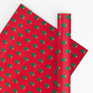 Little Pine Red & Dark Green 10M Wrapping Paper
