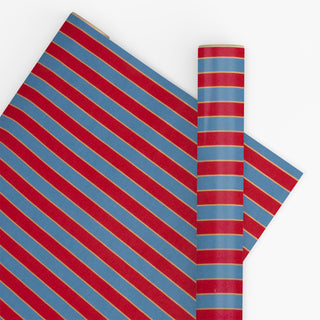 Nutcracker Stripe French Blue & Red 10M Wrapping Paper