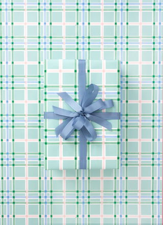 Oxford Check Seafoam 10M Wrapping Paper