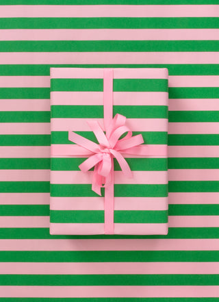 Pavilion Stripe Pink & Emerald 10M Wrapping Paper