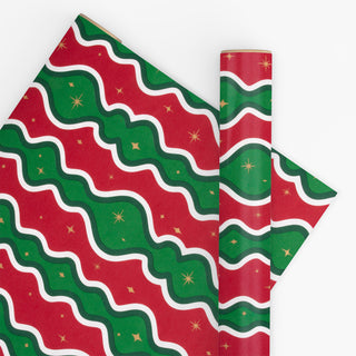 Retro Swirl Red & Emerald 10M Wrapping Paper