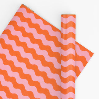 Waves Orange & Pink 10M Wrapping Paper