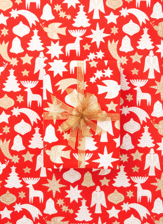 Adorn Poppy Red & Gold 10M Wrapping Paper