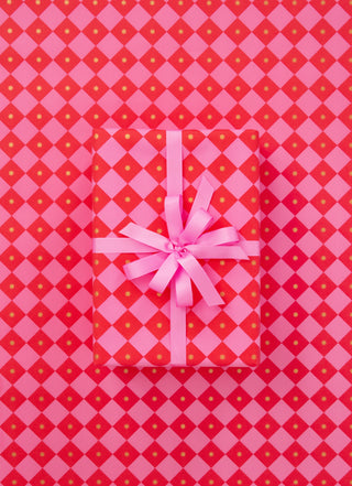 Checkerboard Bright Pink & Poppy Red 10M Wrapping Paper