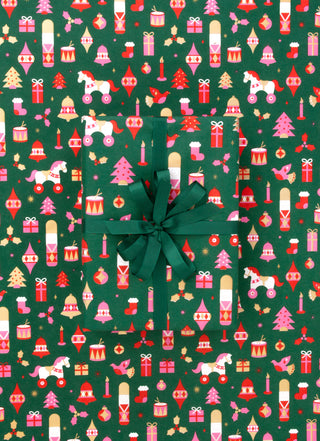 Drummer Boy Dark Green 10M Wrapping Paper