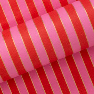 Nutcracker Stripe Bright Pink & Poppy Red 10M Wrapping Paper