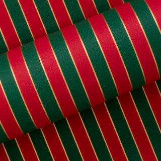 Nutcracker Stripe Dark Green & Red 10M Wrapping Paper