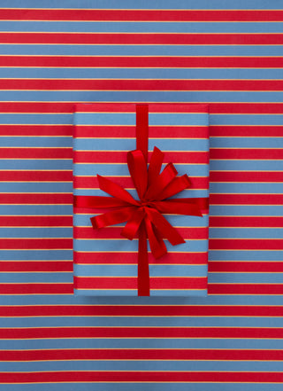Nutcracker Stripe French Blue & Red 10M Wrapping Paper