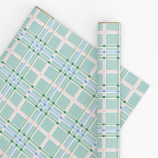 Oxford Check Seafoam 10M Wrapping Paper