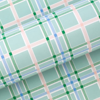Oxford Check Seafoam 10M Wrapping Paper