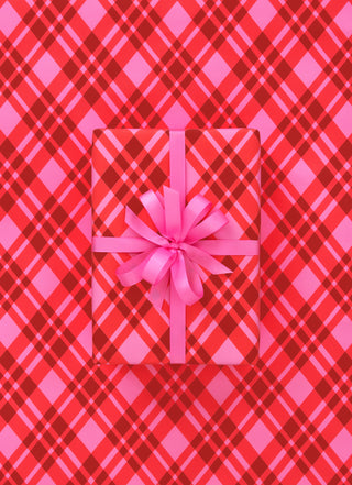 Plaid Bright Pink 10M Wrapping Paper