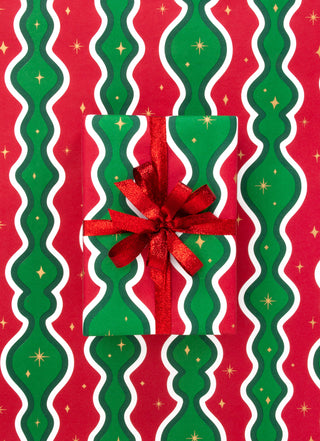 Retro Swirl Red & Emerald 10M Wrapping Paper
