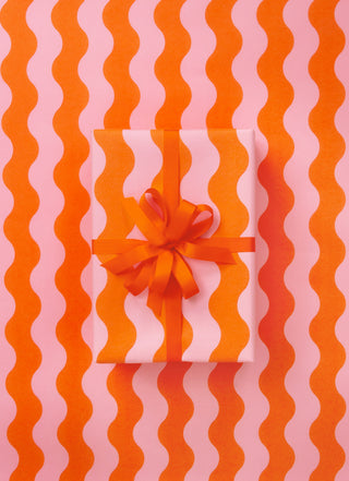 Waves Orange & Pink 10M Wrapping Paper