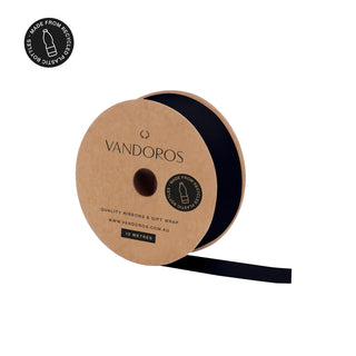 Recycled PET Grosgrain Black Ribbon 10M