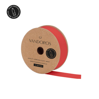 Recycled PET Grosgrain Neon Red Ribbon 10M