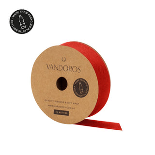 Recycled PET Grosgrain Poppy Red Ribbon 10M
