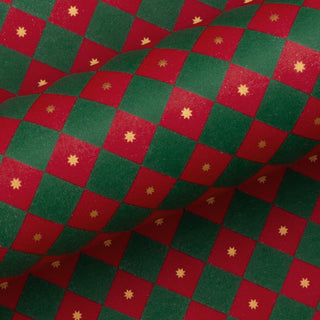 Checkerboard Dark Green & Red 10M Wrapping Paper