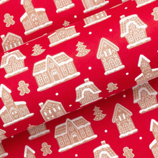 Gingerbread House Red 10M Wrapping Paper