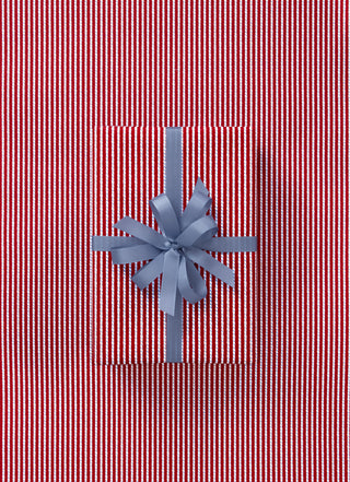 Twine Stripe Scarlet Red & Snow Blue 10M Wrapping Paper (Uncoated)