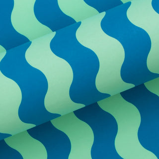 Waves Aqua & Electric Blue 10M Wrapping Paper