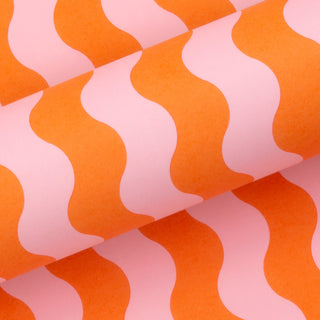 Waves Orange & Pink 10M Wrapping Paper