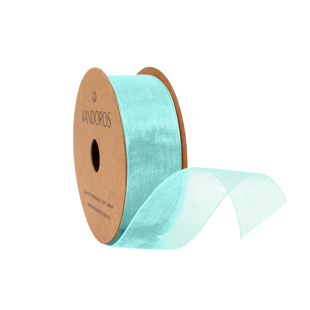 Organdy Teal Ribbon - 10M – The Vandoros Store