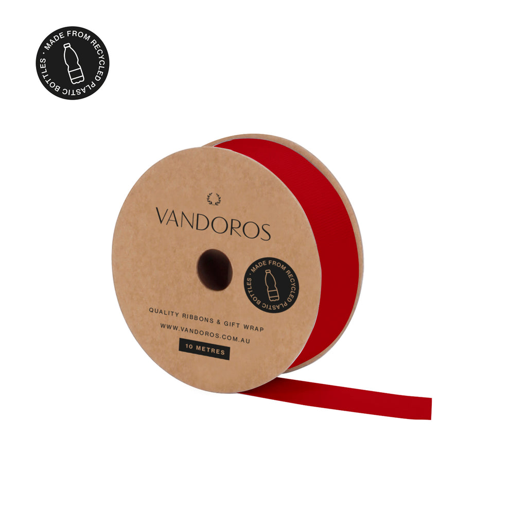 Recycled PET Grosgrain Spice Red Ribbon 10M – The Vandoros Store