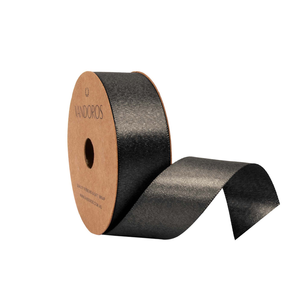 Satin Pearl Black Ribbon - 10M – The Vandoros Store